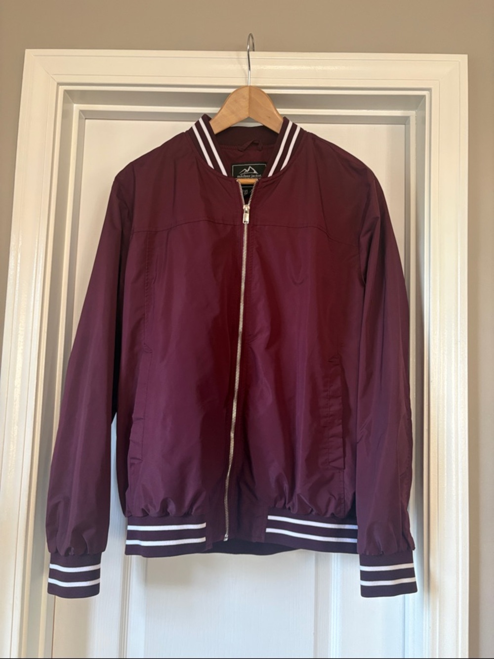 Outdoor Jacket Men's Maroon Full Zip Bomber Jacket Size M
